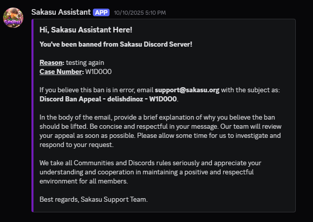 Discord ban appeal workflow