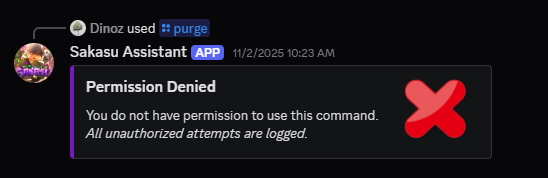 Unauthorized command use response