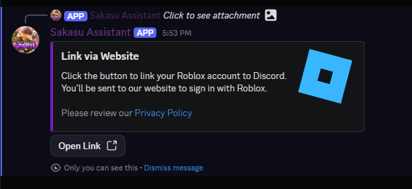 Discord confirmation after successful Roblox verification