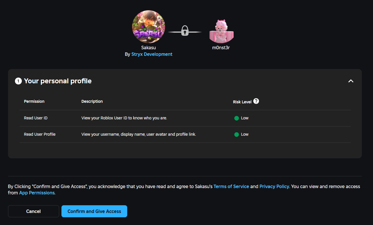 Secure Roblox OAuth login page