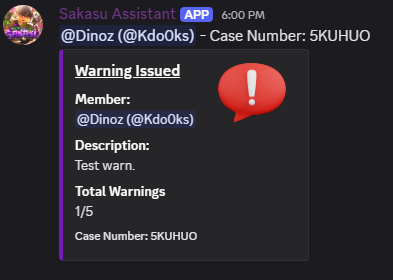 Discord moderation warning record