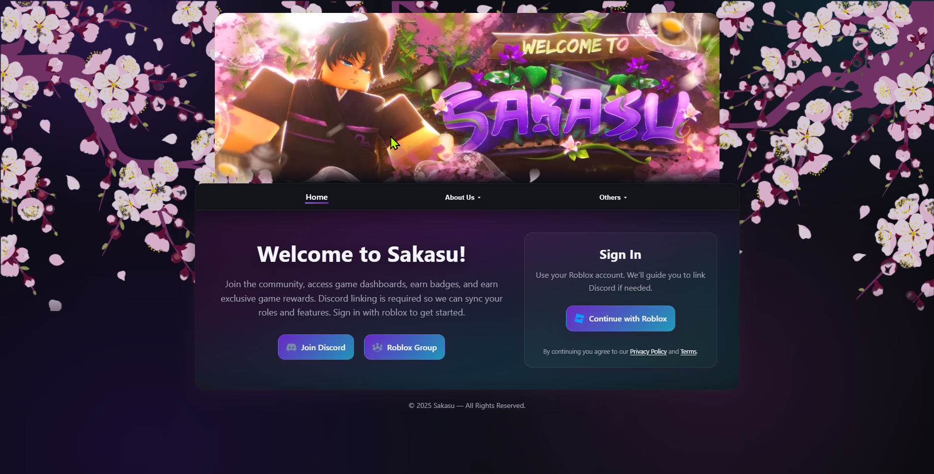 Community website landing page