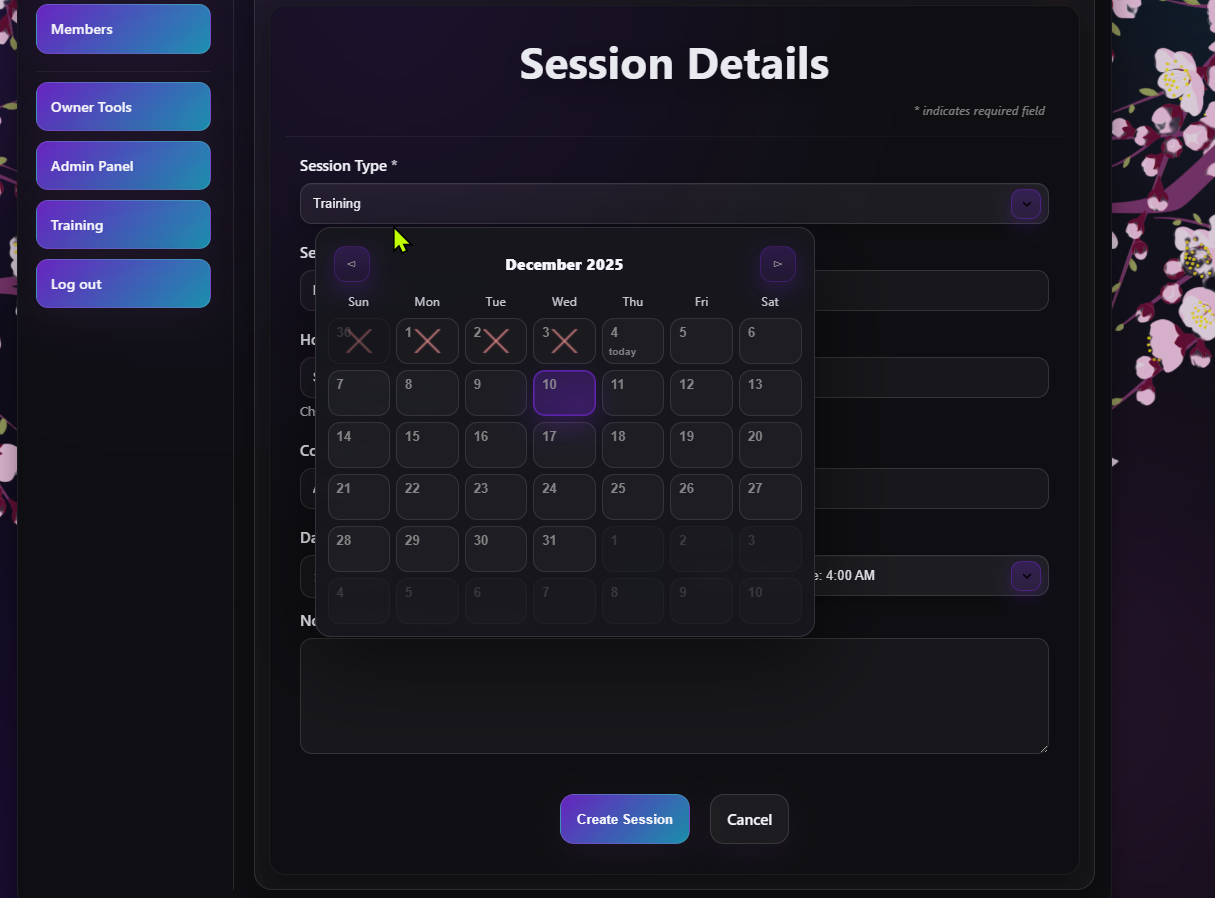 Staff training member progress view