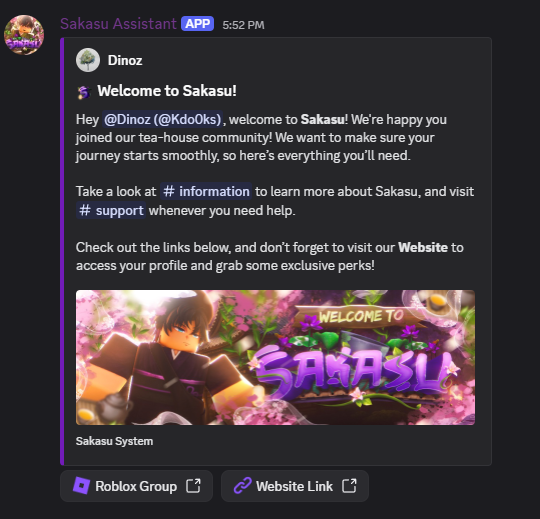 Custom Discord welcome message